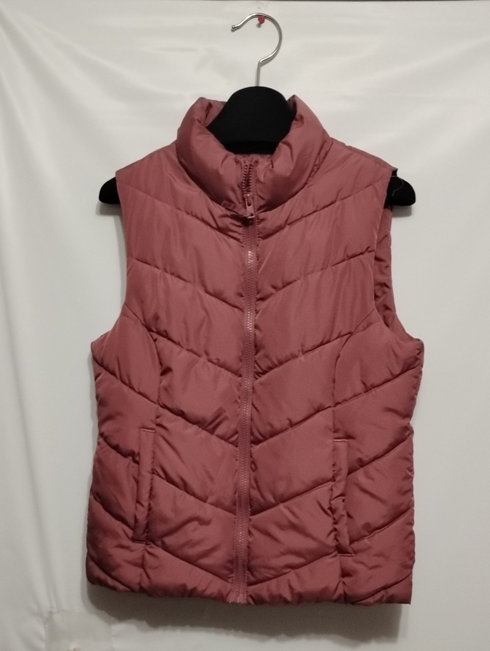 Cole Haan Chevron Mauve Quilted Sleeveless Puffer Vest
